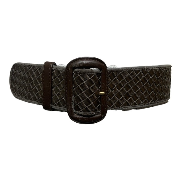 Women’s Vintage Y2K X-Wide Woven Leather Belt Sz 32”-34” - Picture 1 of 5
